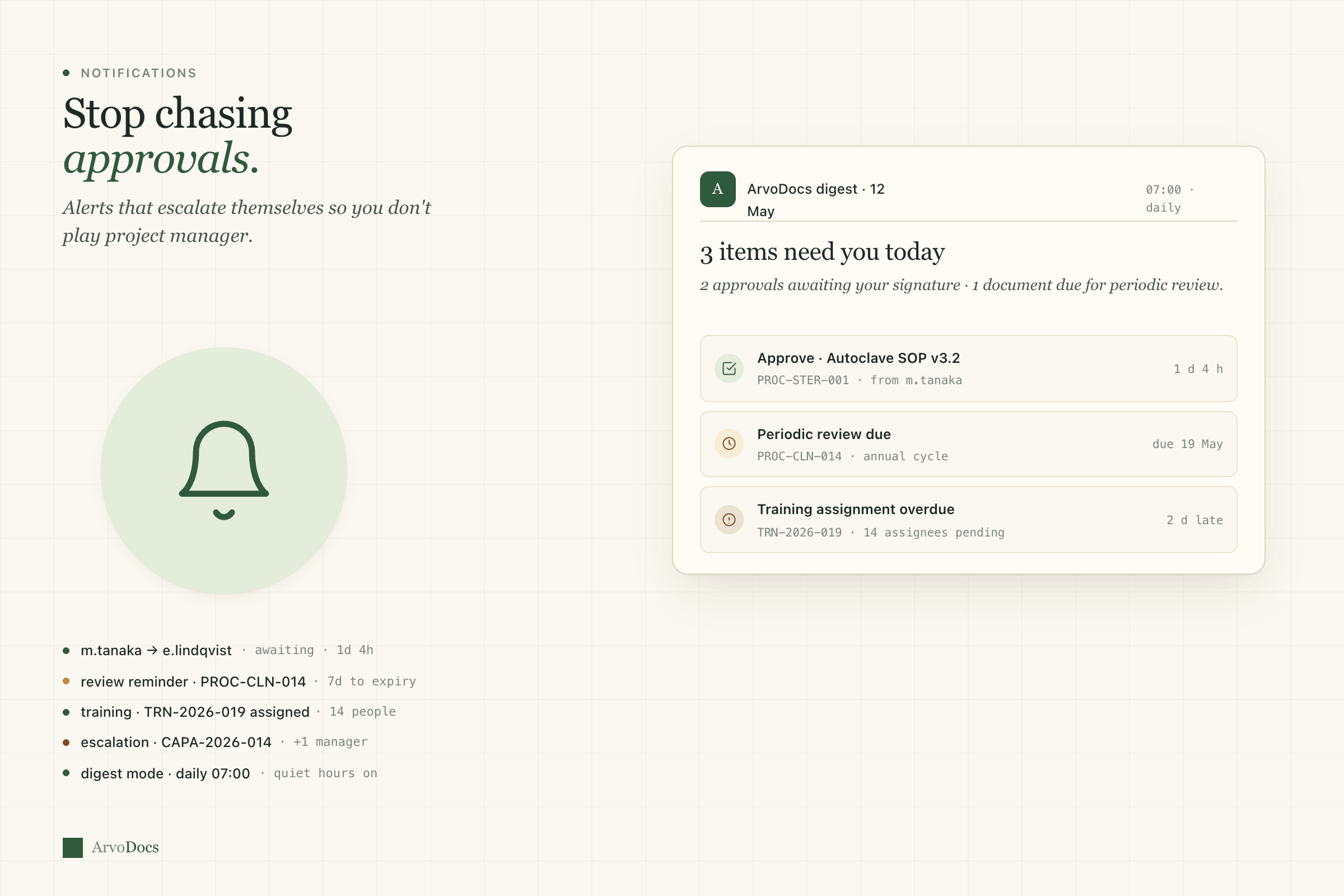 Training & notifications